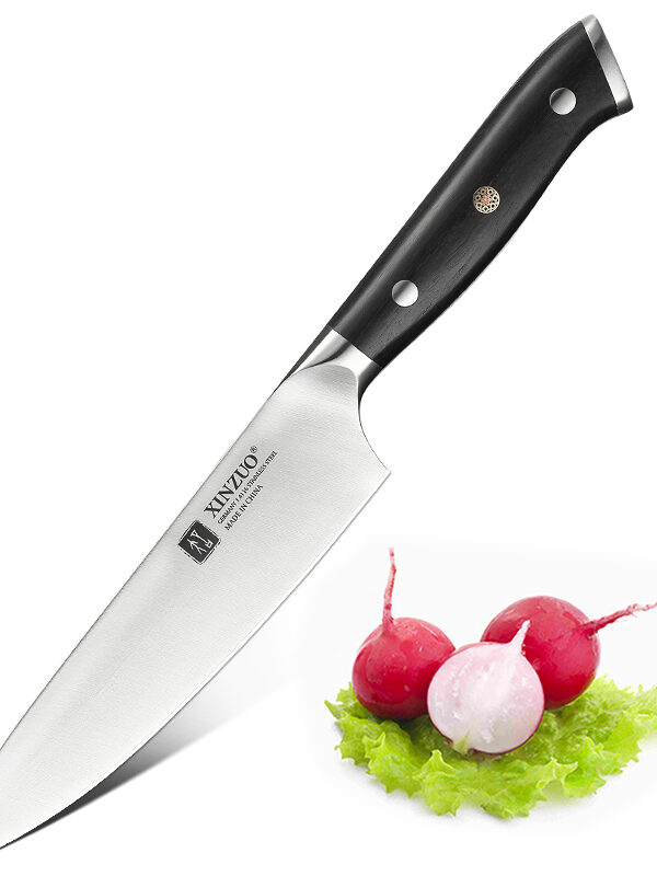 XINZUO 5.2″ Utility Knife (B13S-WY) made with German Steel 1.4116 for versatile slicing tasks.
