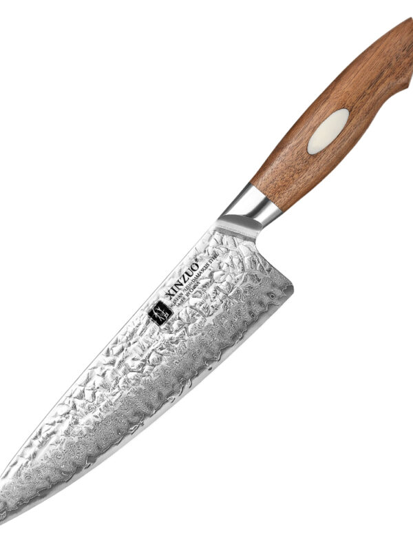 XINZUO 8.3″ Chef Knife (B46W-CS) made with 67 layers Damascus steel, designed for versatile kitchen tasks.