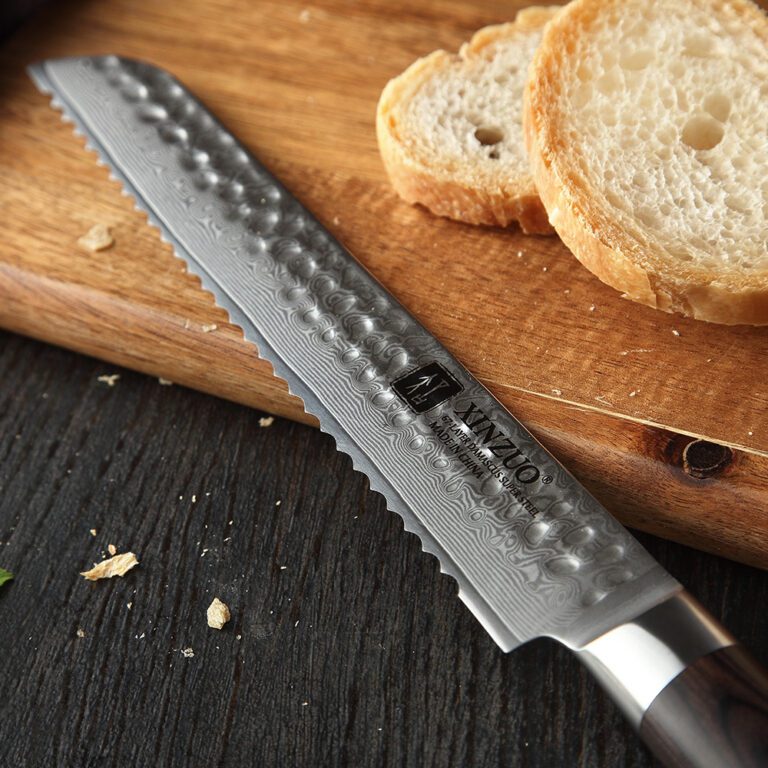 XINZUO 8 inch Bread Knife, 67 Layers Damascus Steel Core Steel", 60±2HRC Hardness