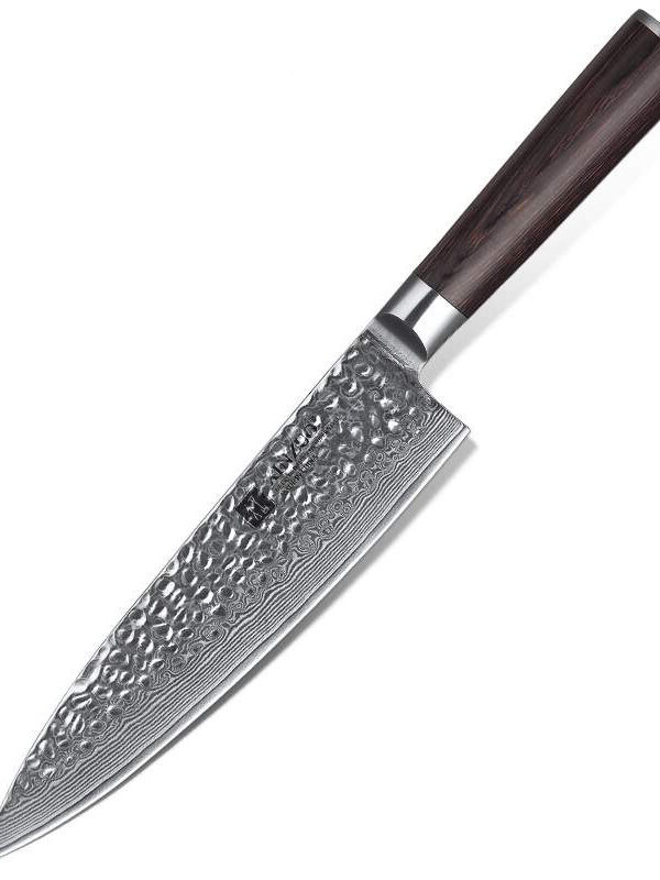 XINZUO 8″ Chef Knife (B1H-CS) made with 67 layers Damascus steel, designed for versatile kitchen tasks.