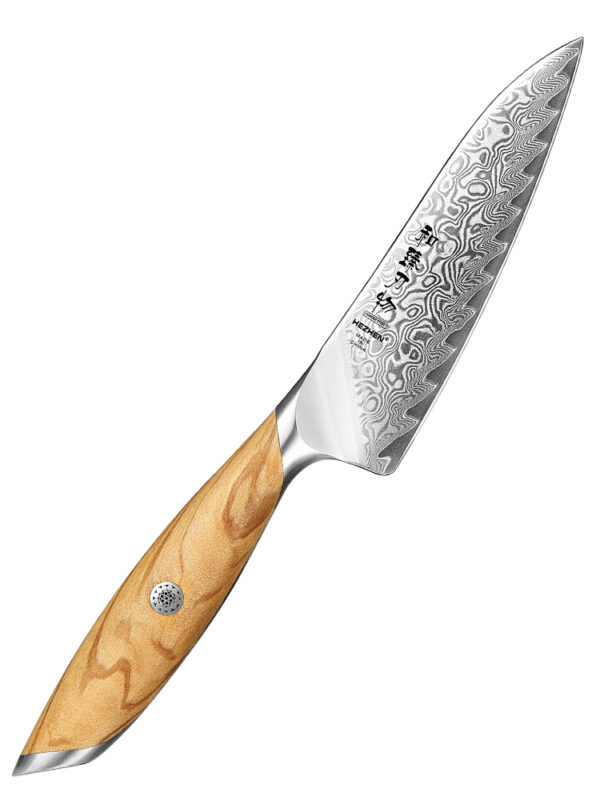 HEZHEN 5.3″ Utility Knife (X01-WY) made with 73 layers Damascus steel for versatile kitchen tasks.