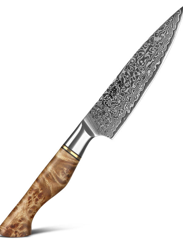 HEZHEN 4.9″ Utility Knife (B30-WY) made with 67 layers Damascus steel for efficient slicing tasks.