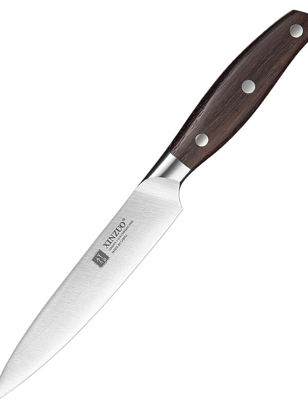 XINZUO 5″ Utility Knife (B35-WY) made with German Steel 1.4116 for versatile slicing tasks.