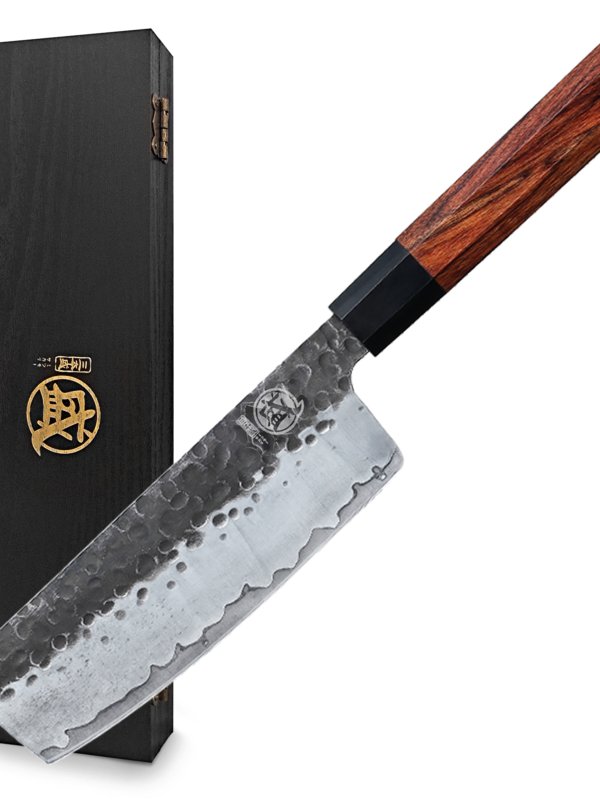 MITSUMOTO SAKARI 7.1″ Nakiri Knife (MS-111) made with 3 layers composite steel, designed for versatile slicing tasks.