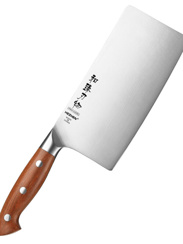 HEZHEN 7″ Cleaver Knife (X02-DC) made with German Steel 1.4116, designed for versatile kitchen tasks.