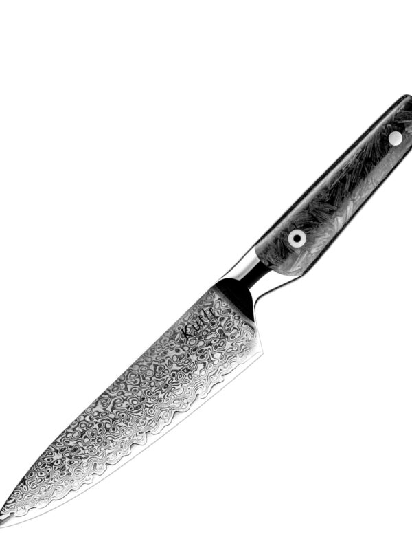 KUTLR 5.5″ Damascus Utility Knife – 67-Layer AUS-10 Steel, Carbon Fiber Handle (DMS-152D)