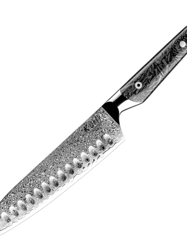 KUTLR 7.5″ Damascus Santoku Knife – 67-Layer AUS-10 Steel, Carbon Fiber Handle (DMS-152B)