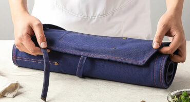 chef knife bag storing professional kitchen knives