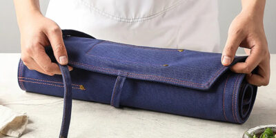chef knife bag storing professional kitchen knives