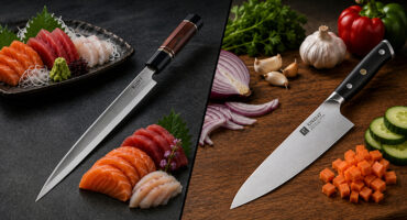Sashimi knife and chef knife comparison