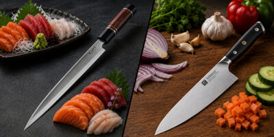 Sashimi knife and chef knife comparison