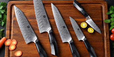 Premium chef knife set in a modern UAE kitchen