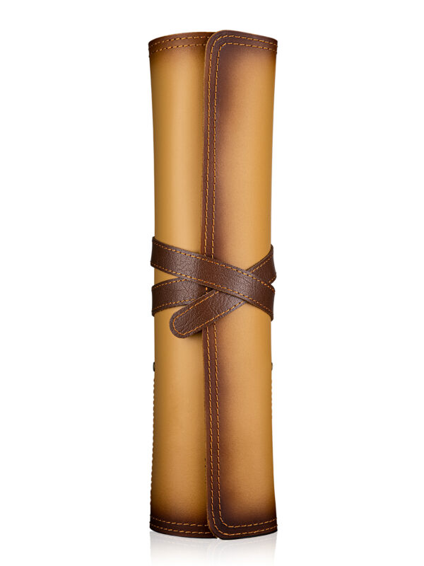 KUTLR First-Layer Cowhide Roll Bag – 3 Large & 2 Small Knife Slots "No Knives" (DB-002)