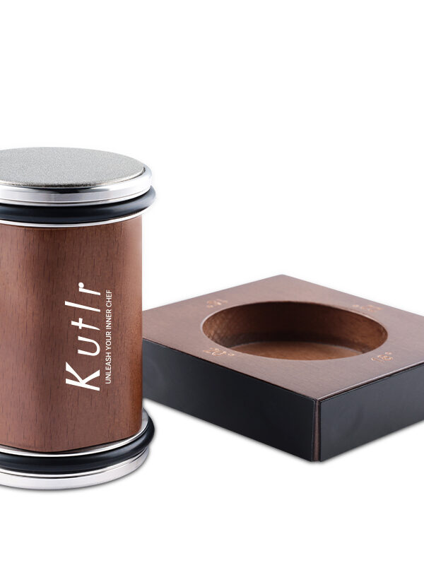 KUTLR Tumbler Detachable Rolling Knife Sharpener – 360/600 Grit Diamond Grinding Disc & Beech Wood Handle (RS-173)